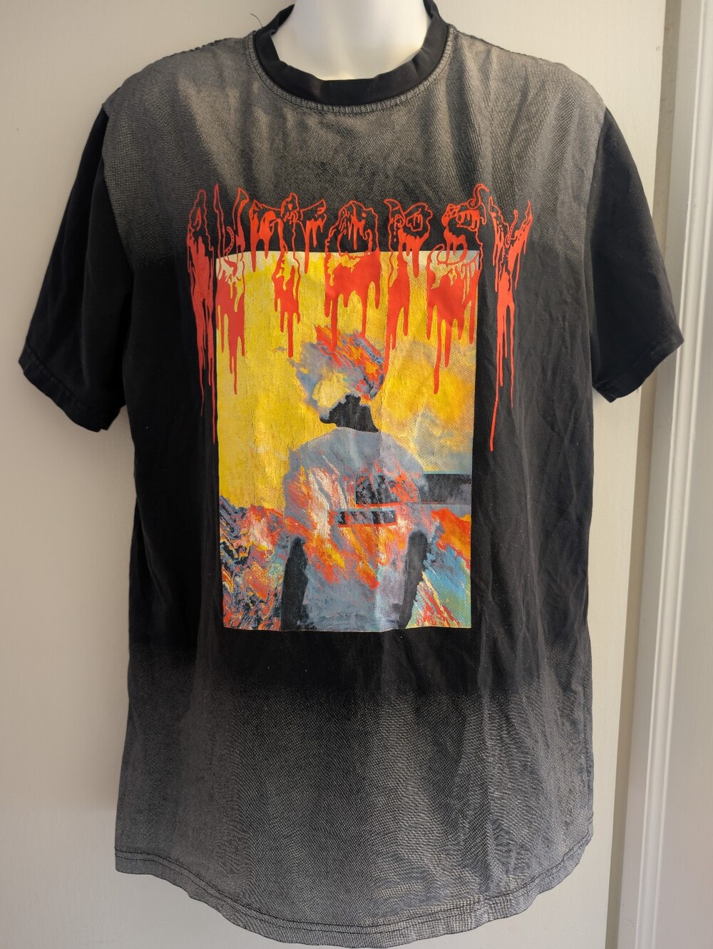 Black Graphic Autopsy Short Sleeve Tee with Multicolor Print
